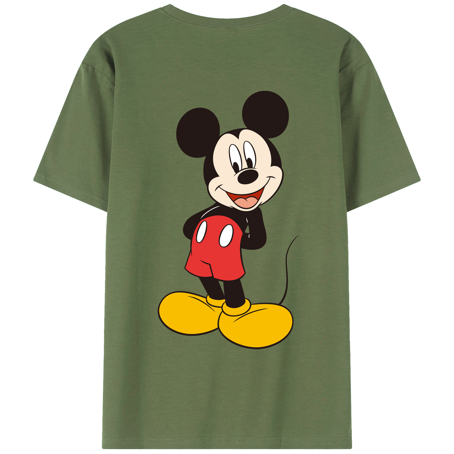 ミッキーマウス Mickey Mouse 綿100％ メンズ半袖Tシャツ（バックプリント） 通気性